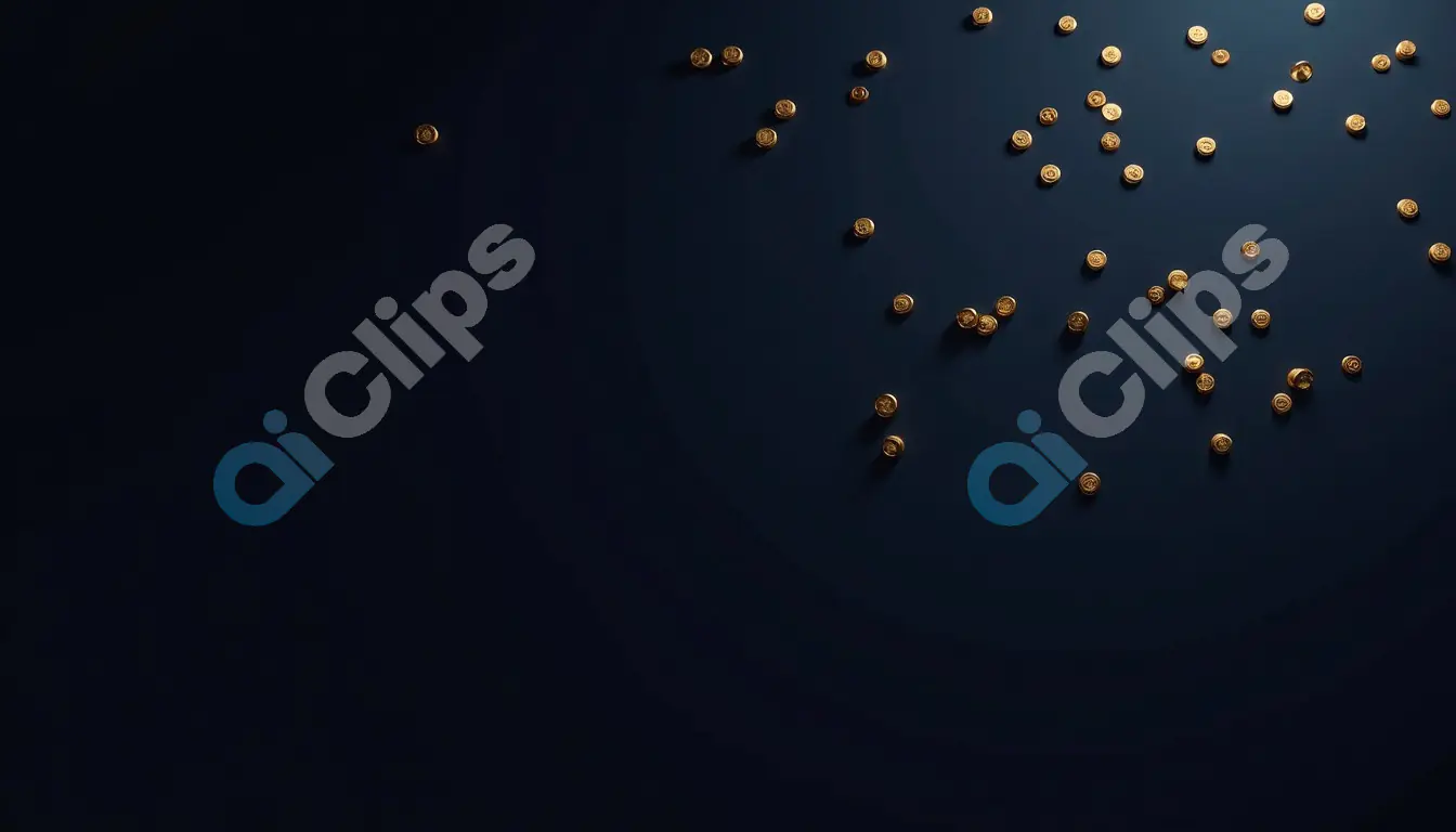 Scattered Golden Coins on Dark Surface