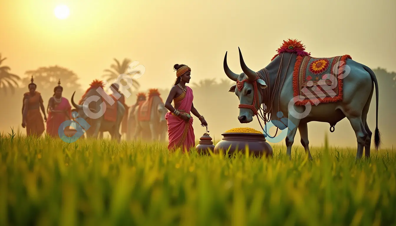 Hindu Ritual of Sacred Cows at Sunrise