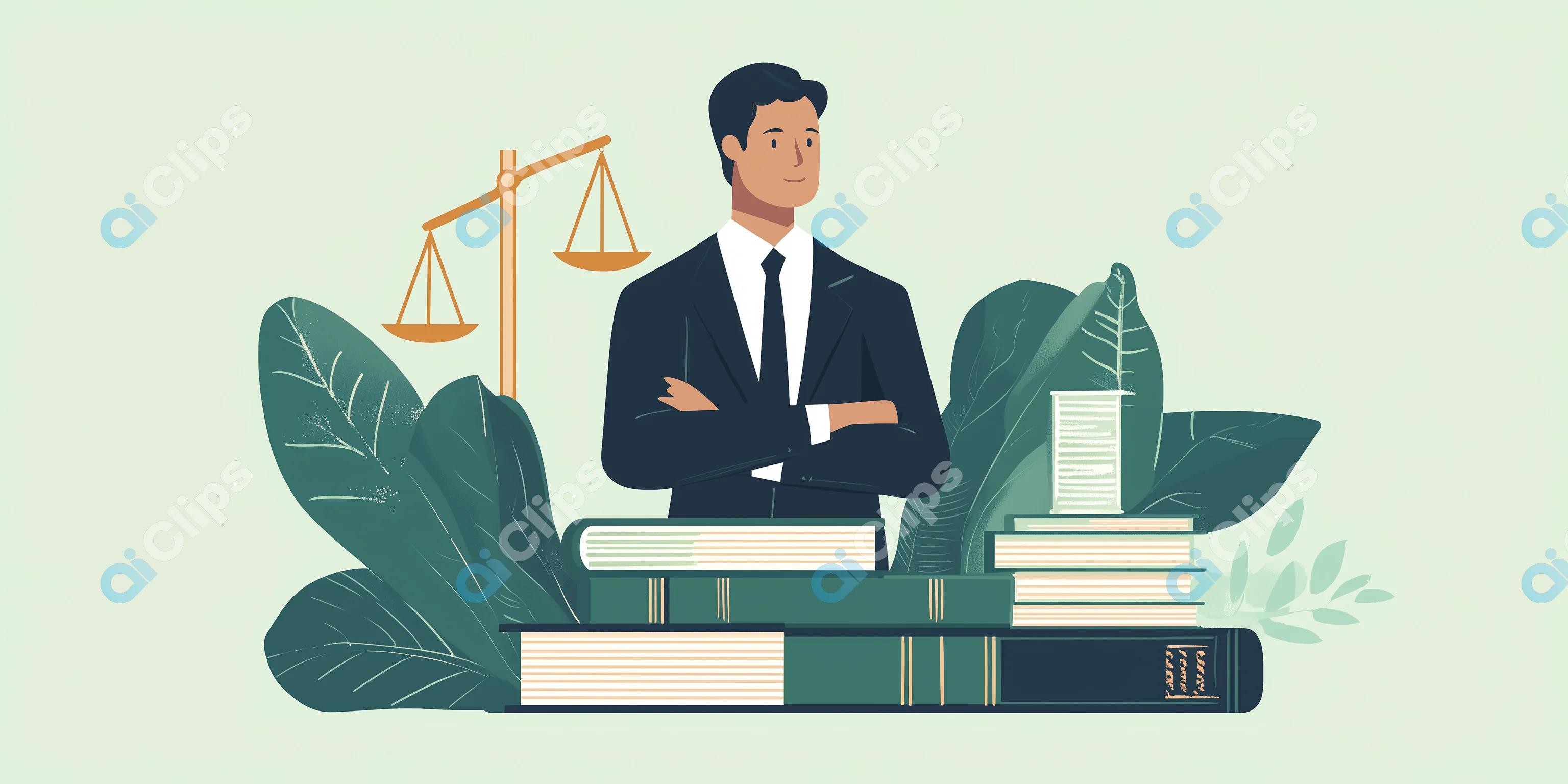 Lawyer with Scales of Justice Illustration