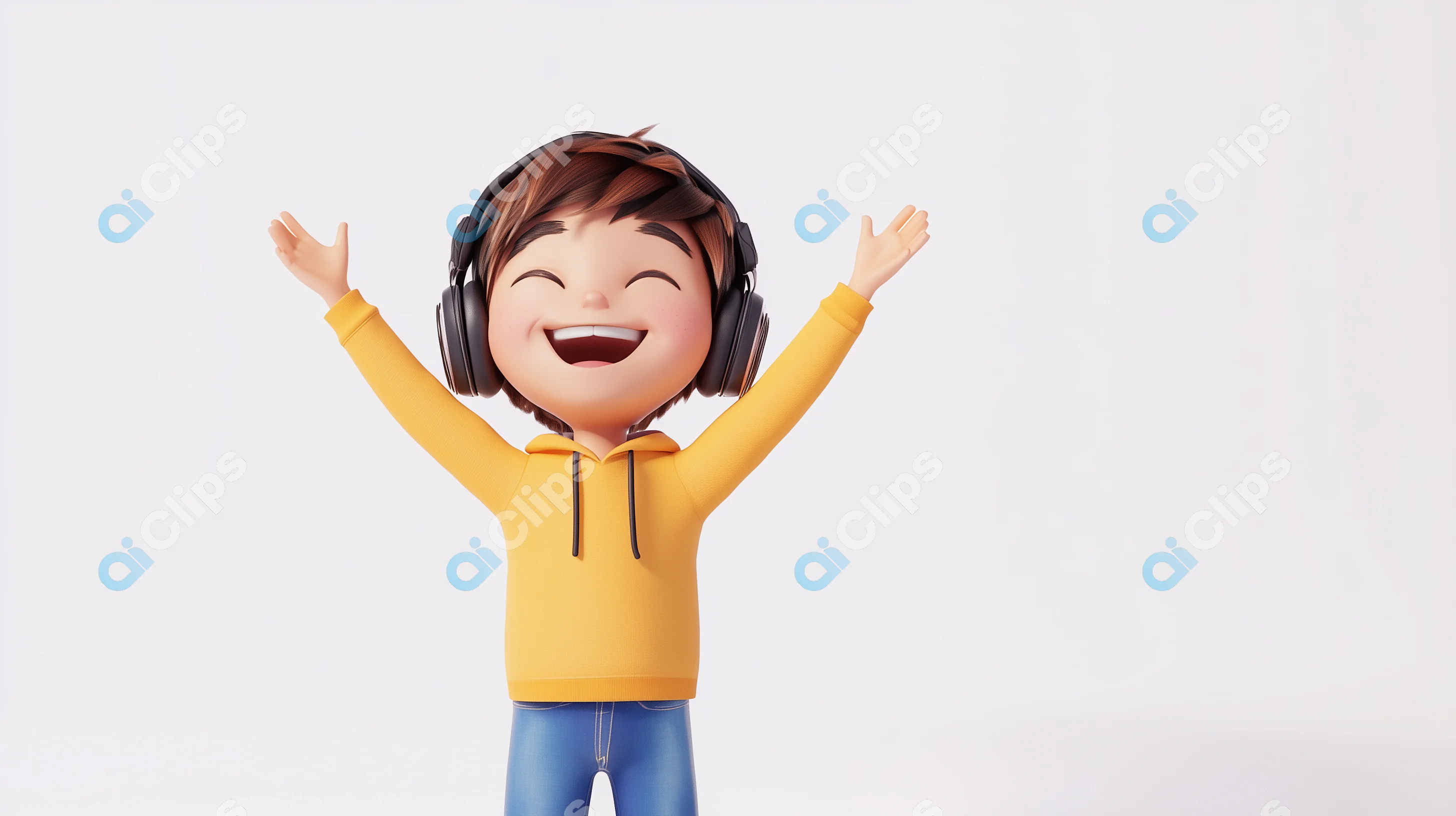 Cheerful Child in Yellow Hoodie
