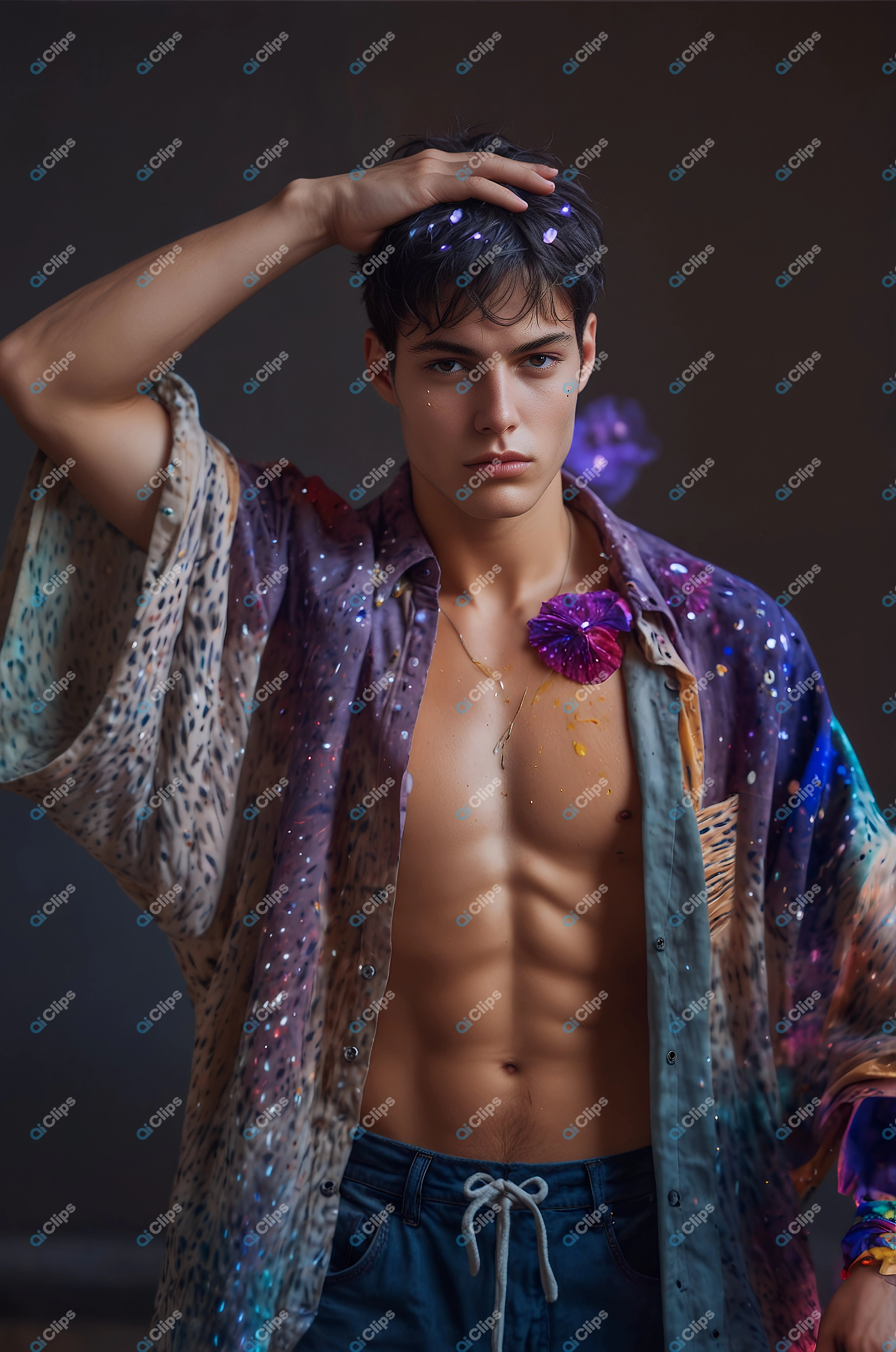 Fashionable Man in Artistic Shirt