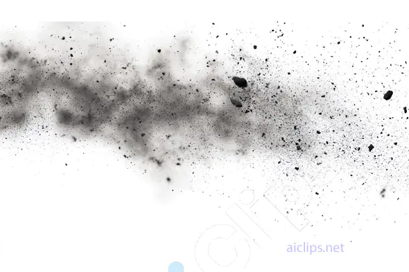 Black Dust Particle Explosion on White