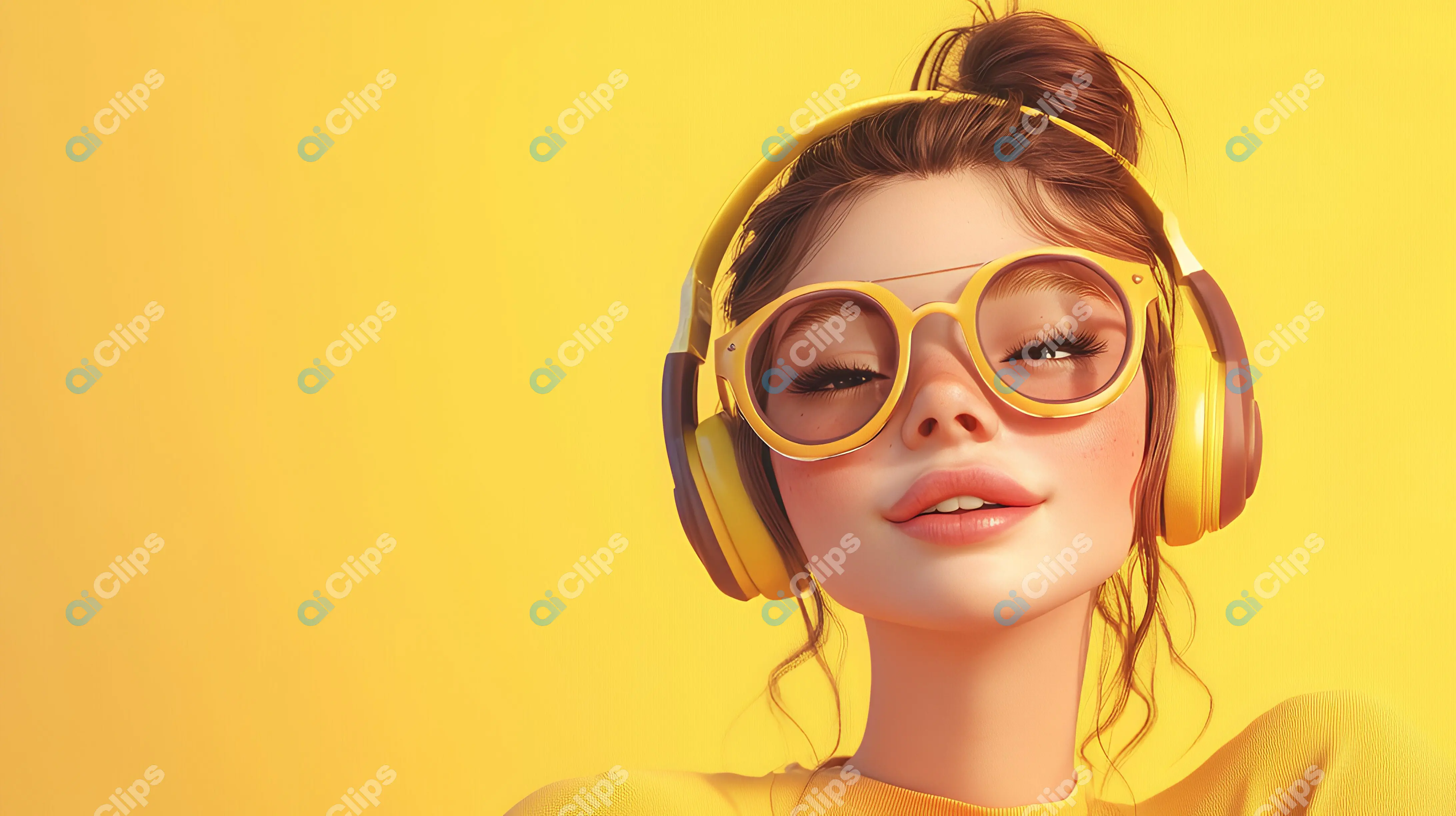 Girl with Yellow Headphones