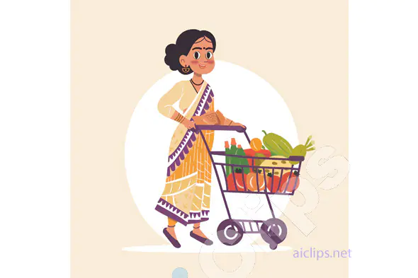 Woman with Grocery Cart