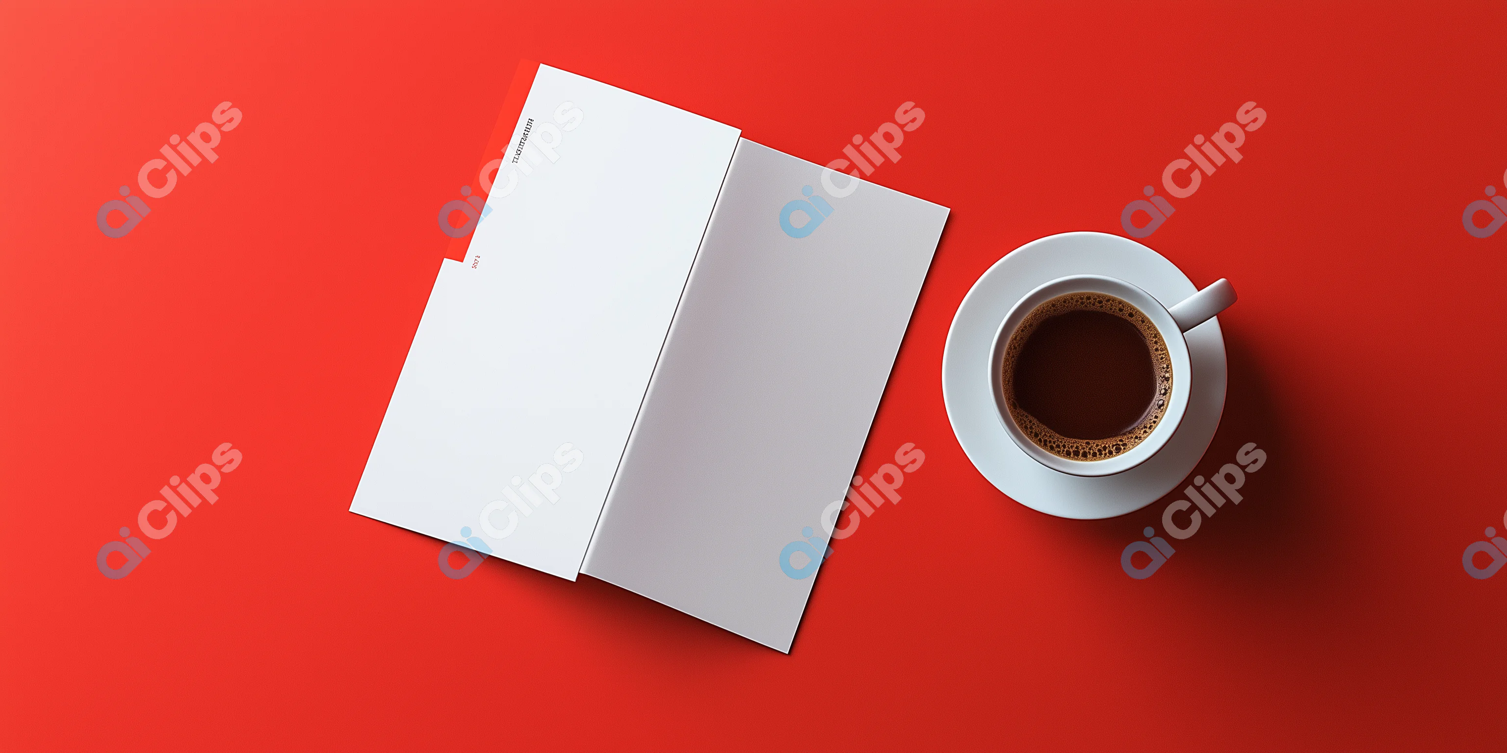 Coffee and Documents on Red