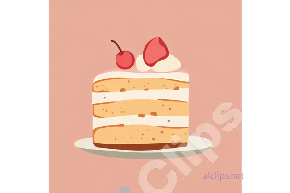 Cake Slice with Cherry Illustration