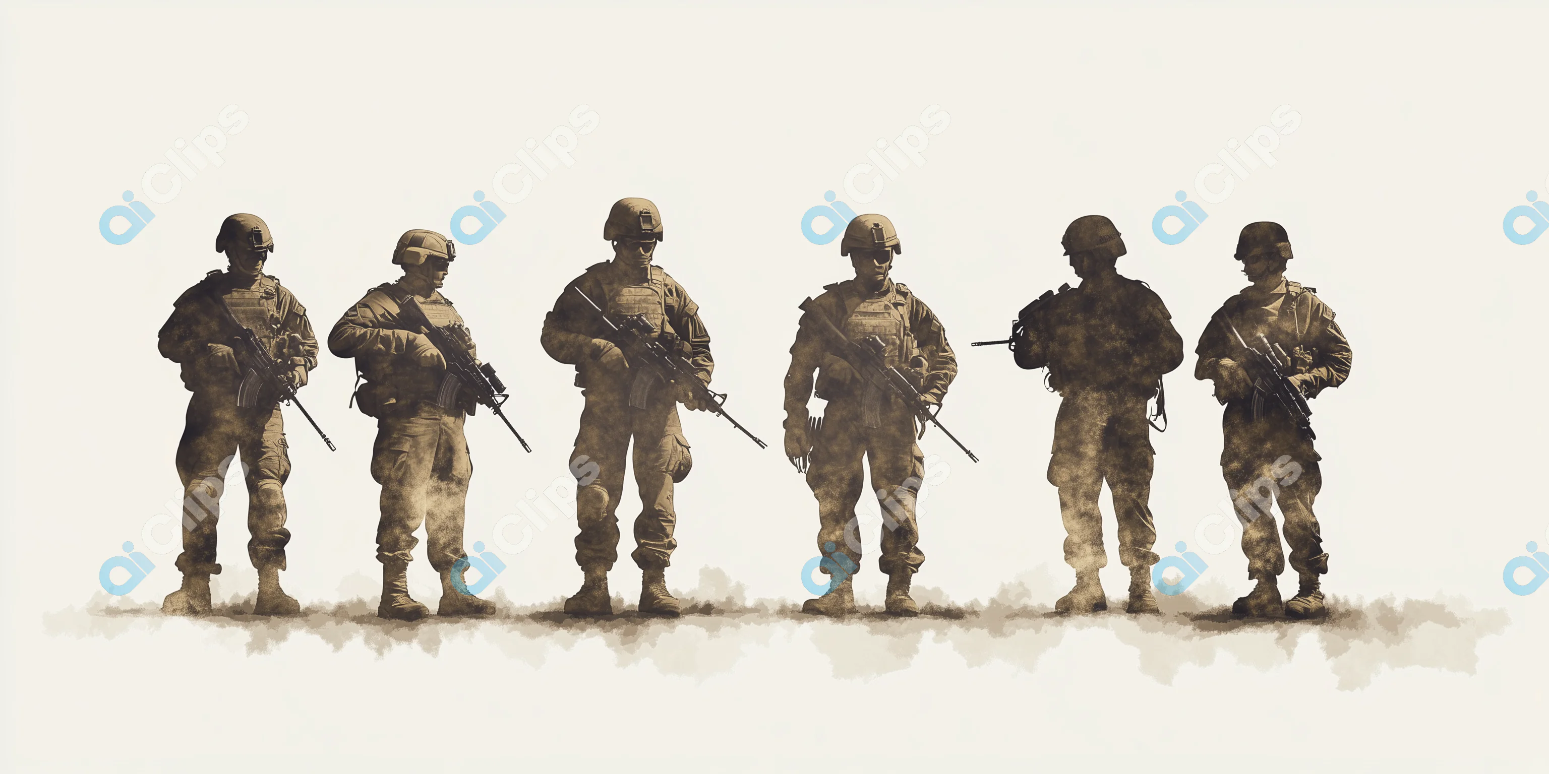 Soldiers in Formation Silhouette