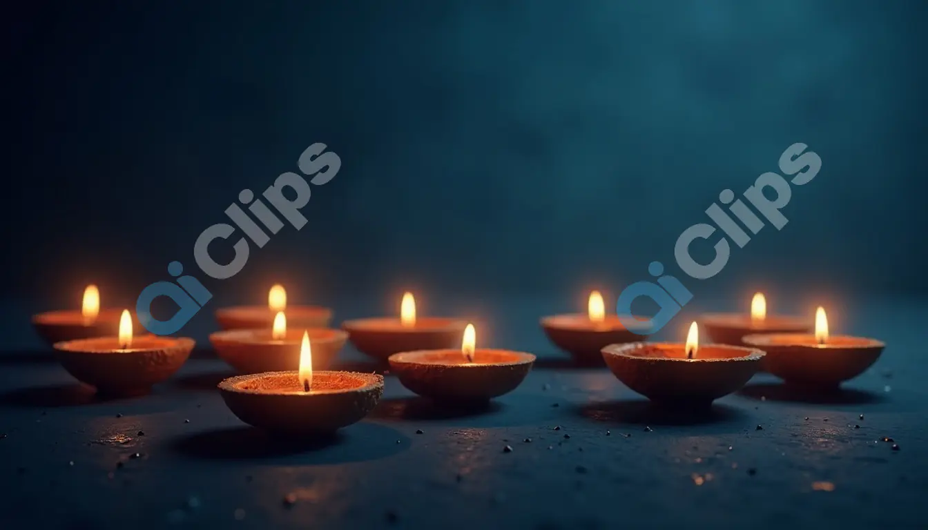 Traditional Diwali Diyas Lit in a Festive Arrangement