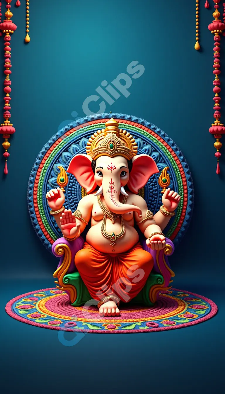 Vibrant Lord Ganesha 3D Illustration