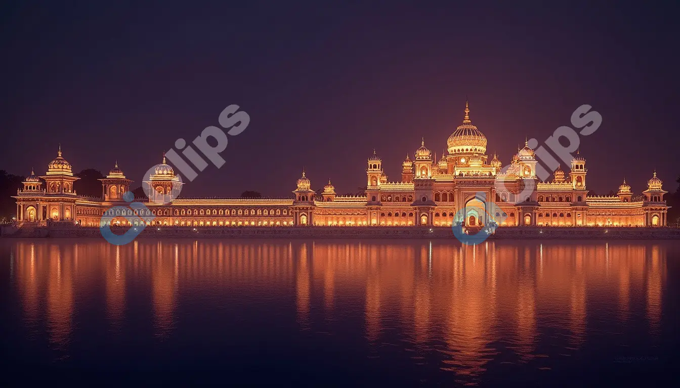 Illuminated Indian Palace at Night