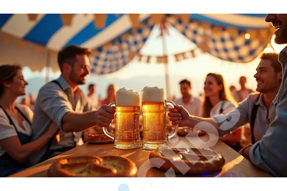 Oktoberfest Celebration with Beer and Pretzels