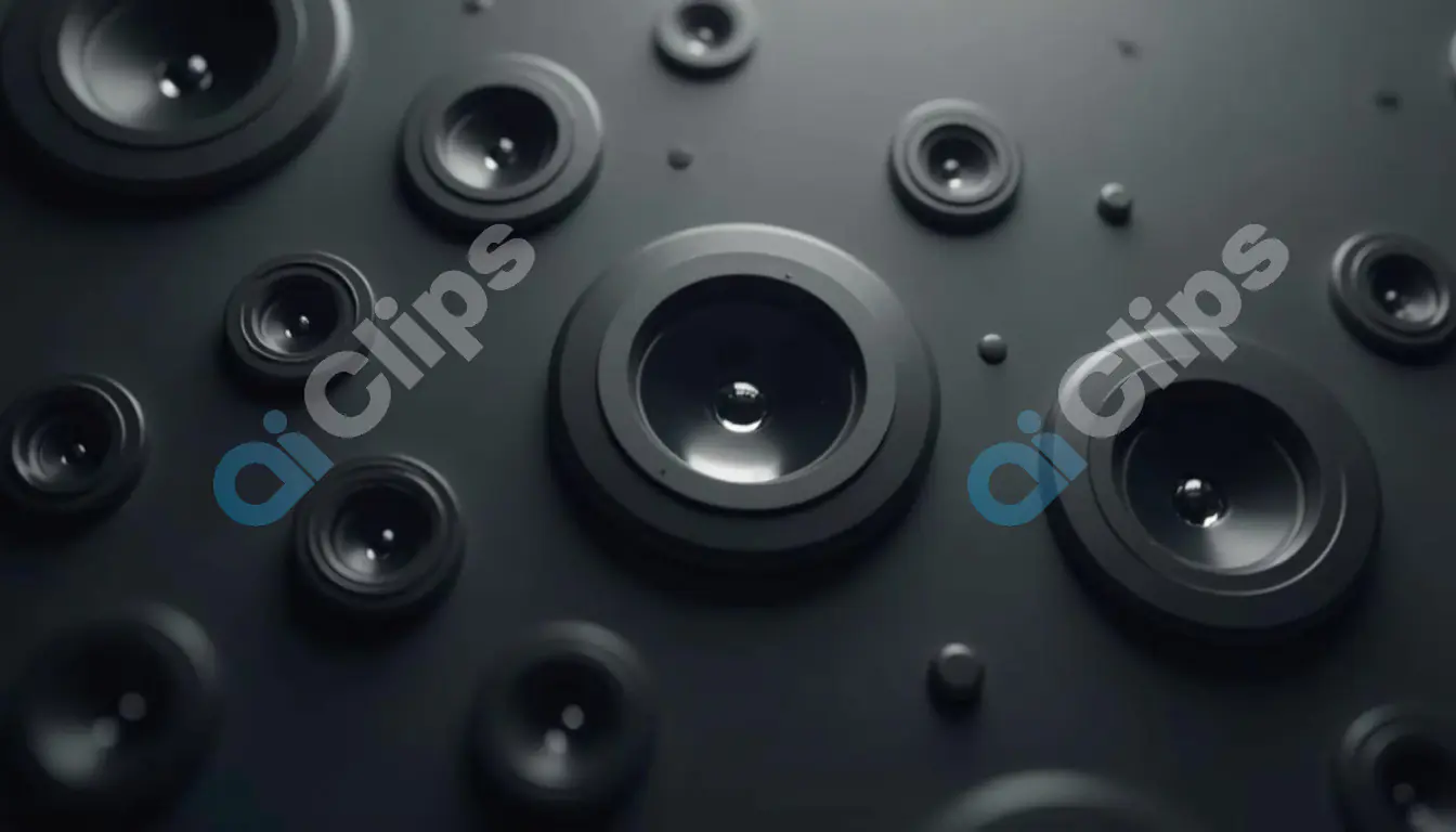 Abstract Array of Camera Lenses on Dark Background