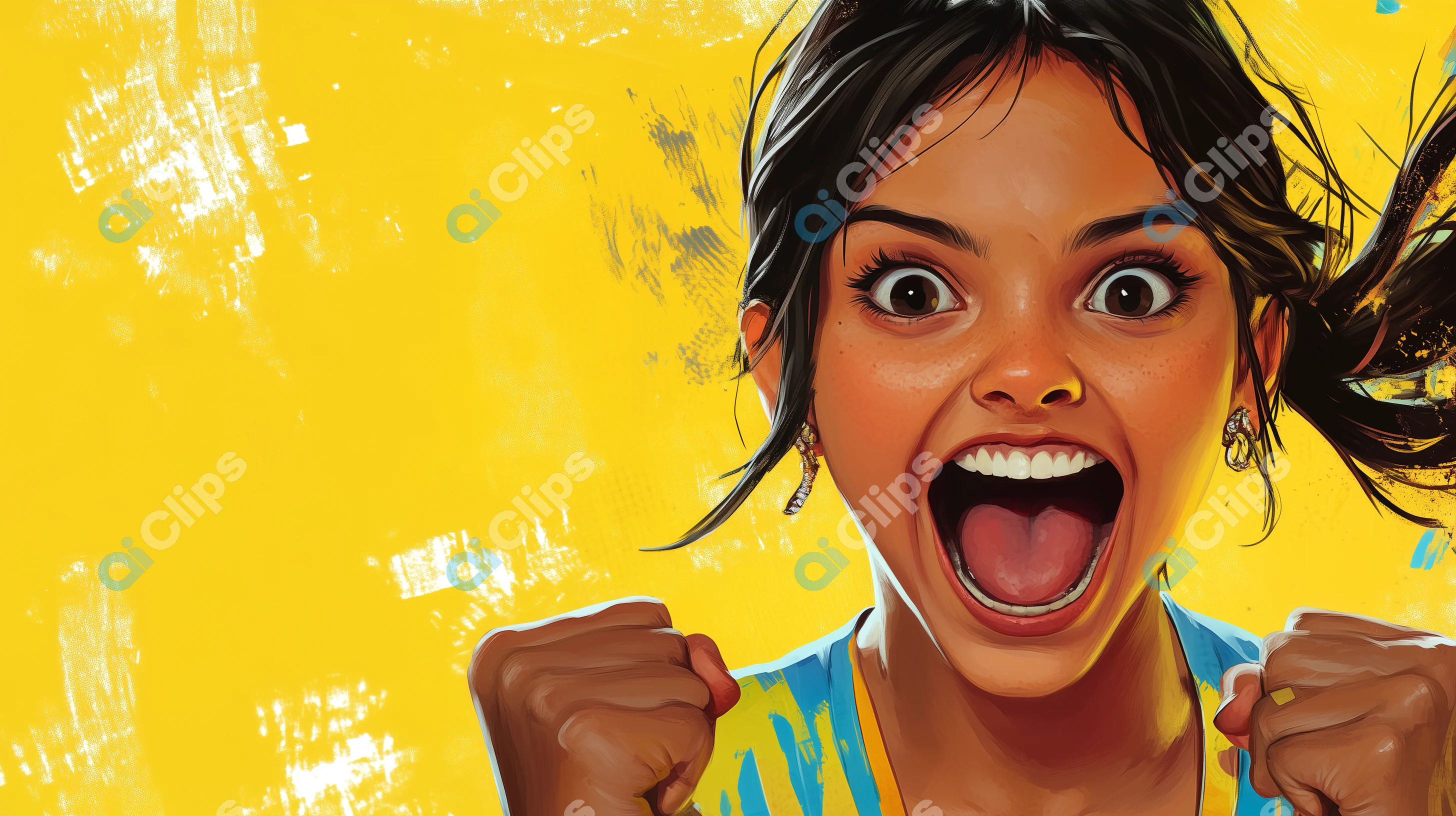 Energetic Woman Cheering
