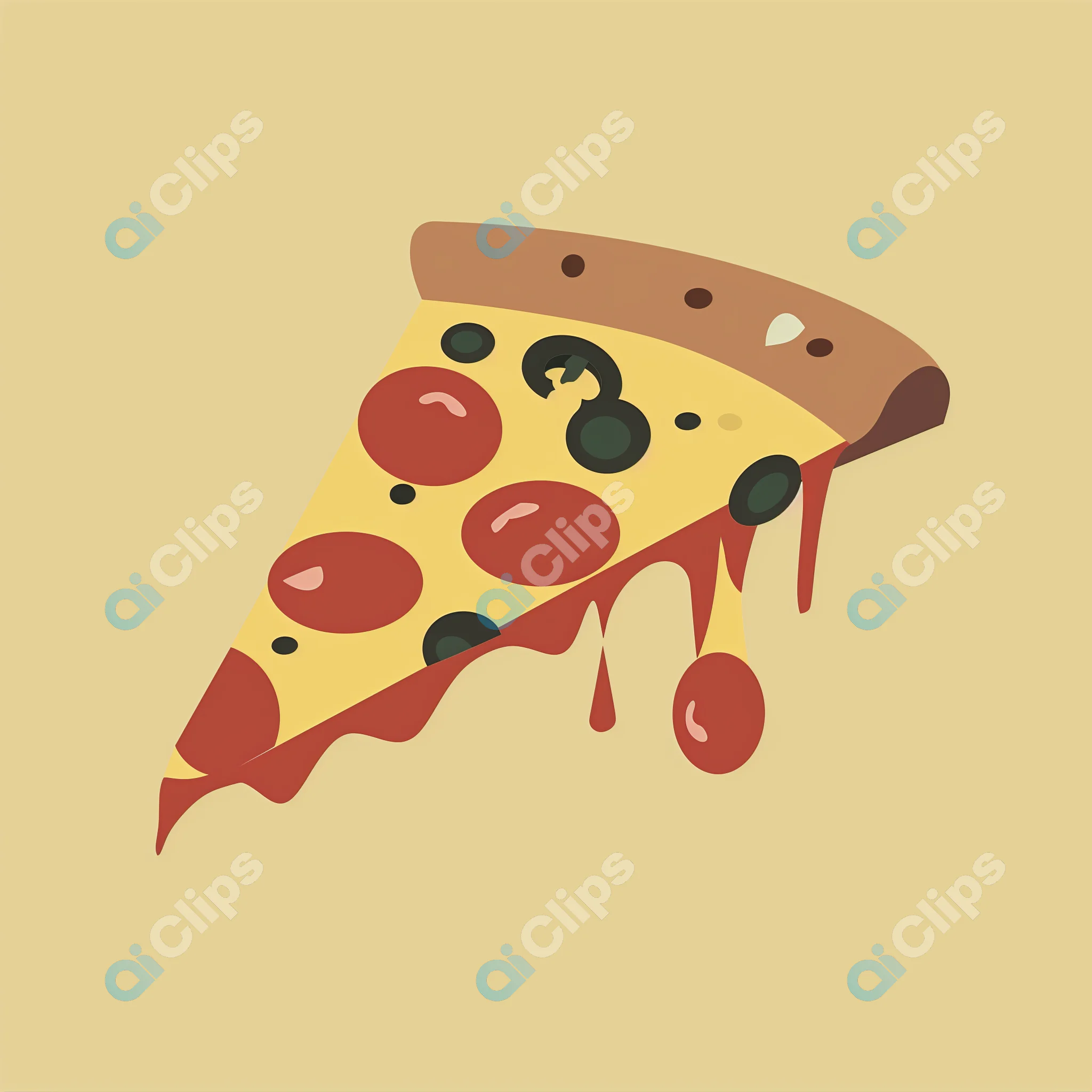 Pepperoni Pizza Slice Illustration