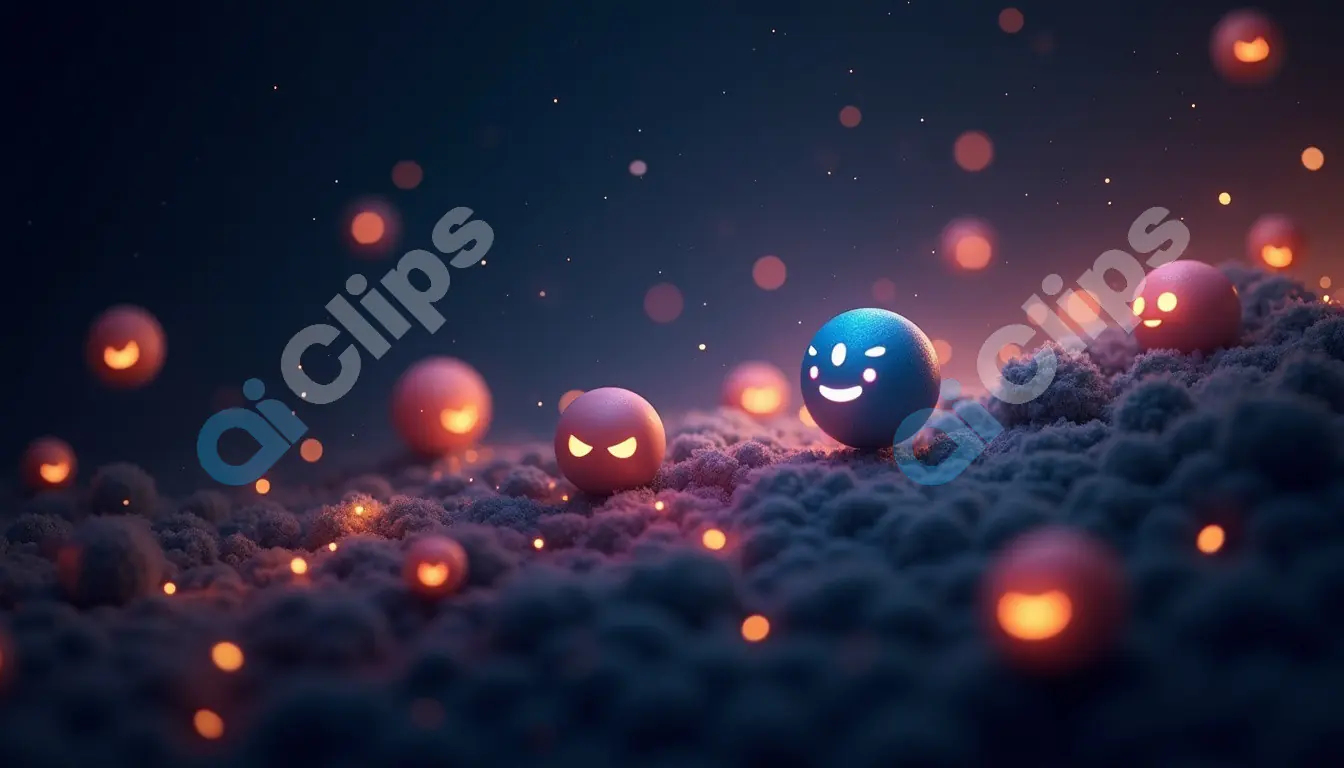 Floating Glowing Emojis in Dark Fantasy Setting