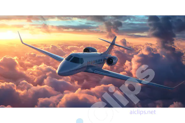 Private Jet Above the Clouds