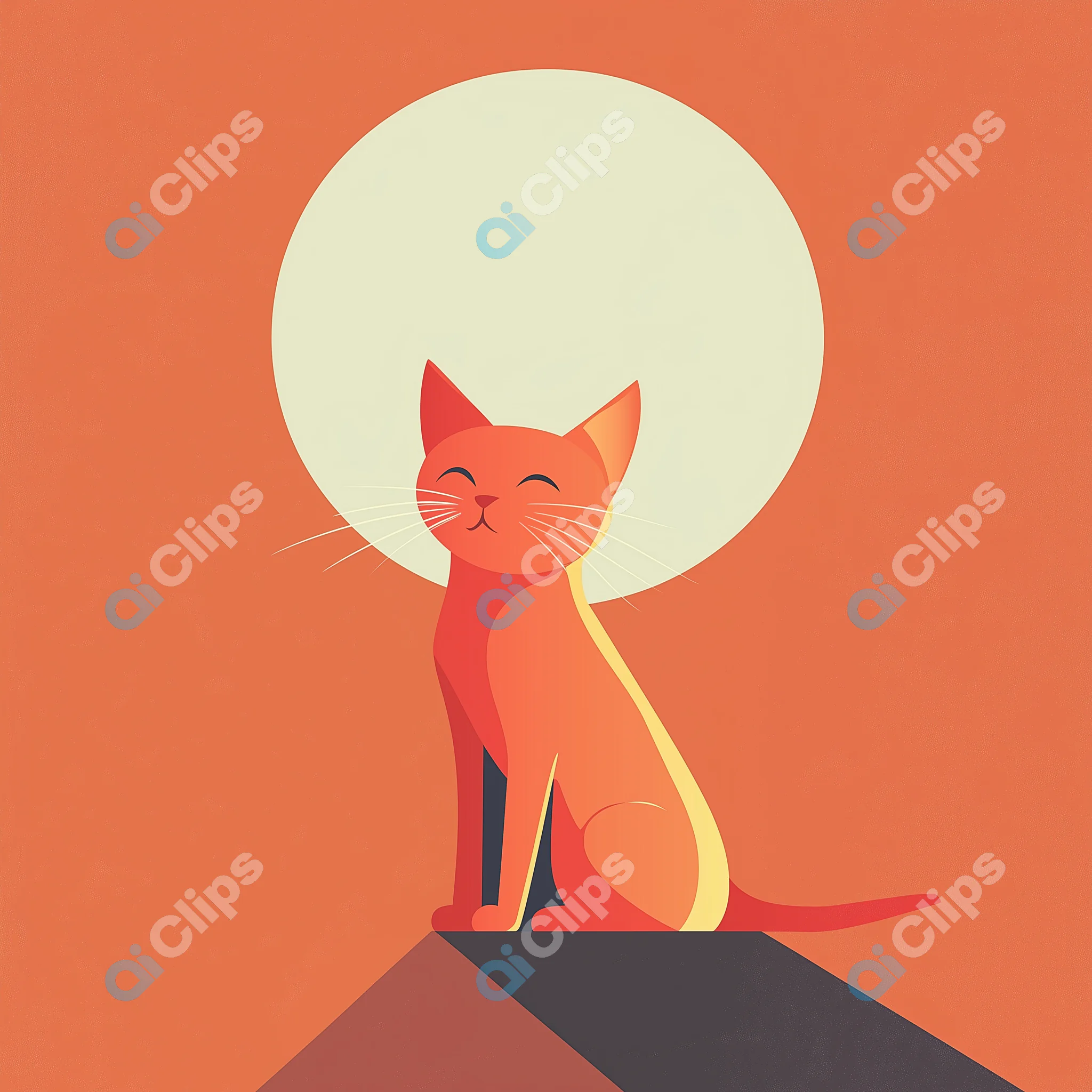 Happy Cat with Sun