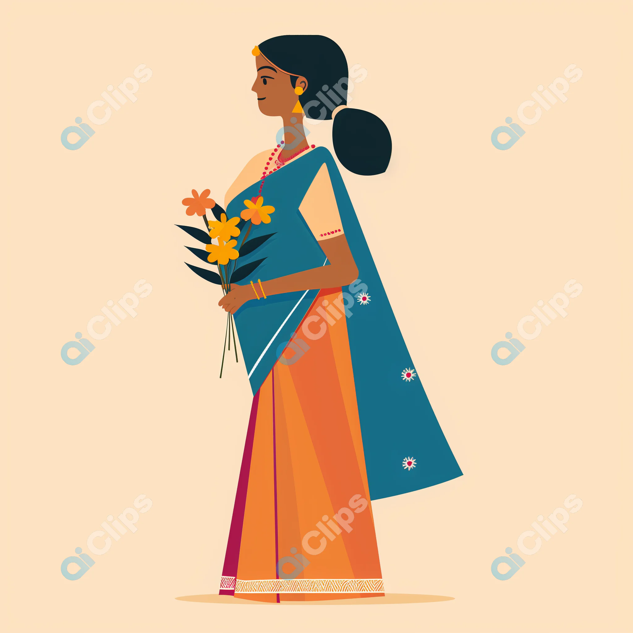 Woman in Traditional Sari