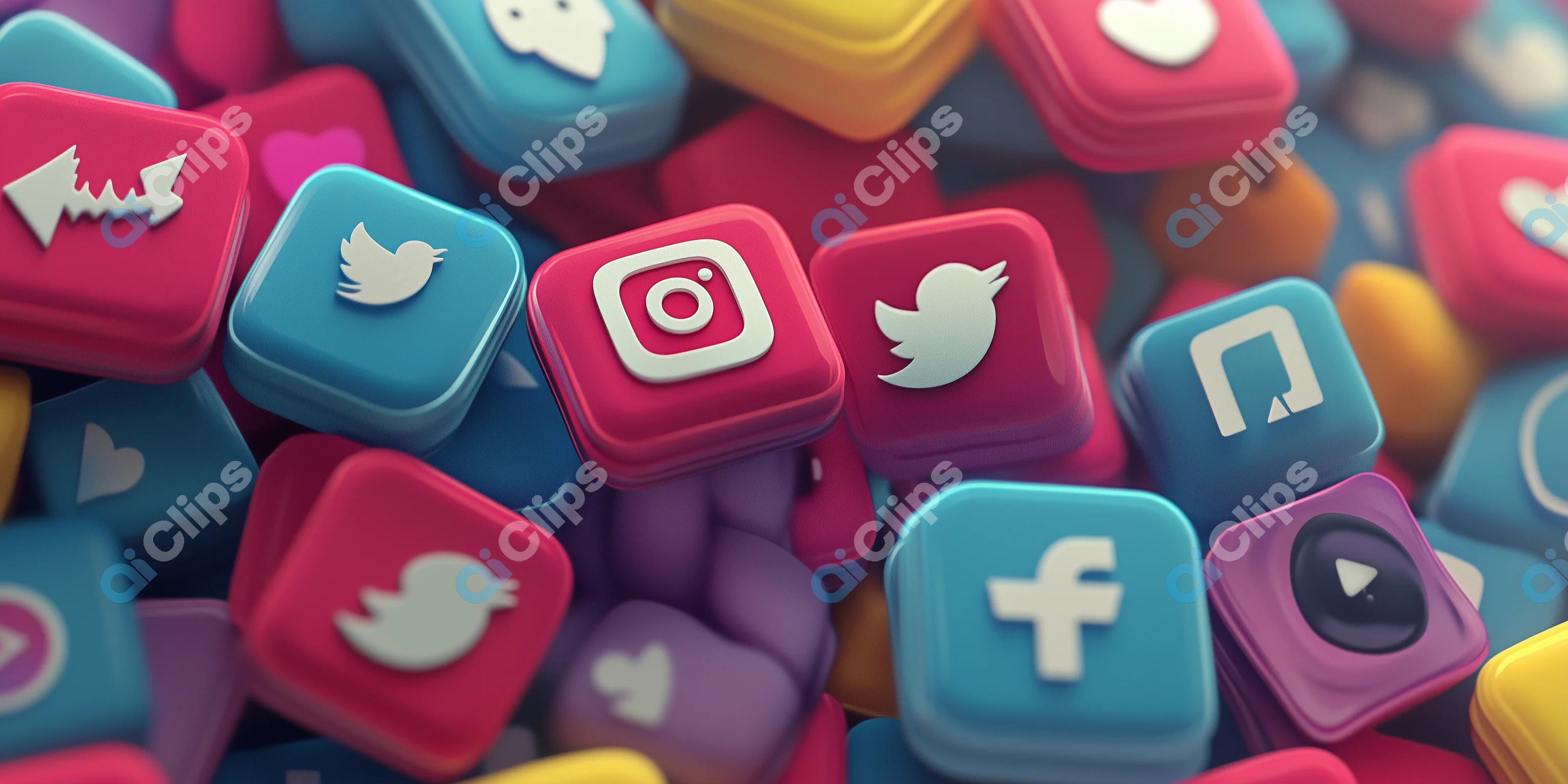 Colorful Social Media Icon Blocks