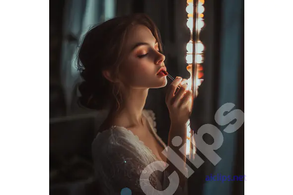 Elegant Woman Applying Lipstick