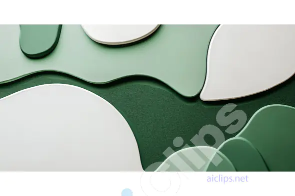 Layered Green and White Abstract Shapes