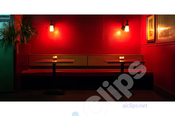Cozy Red Booth with Candlelight