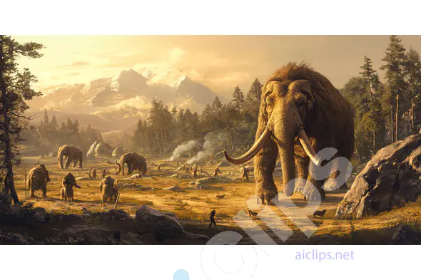Prehistoric Mammoth Herd