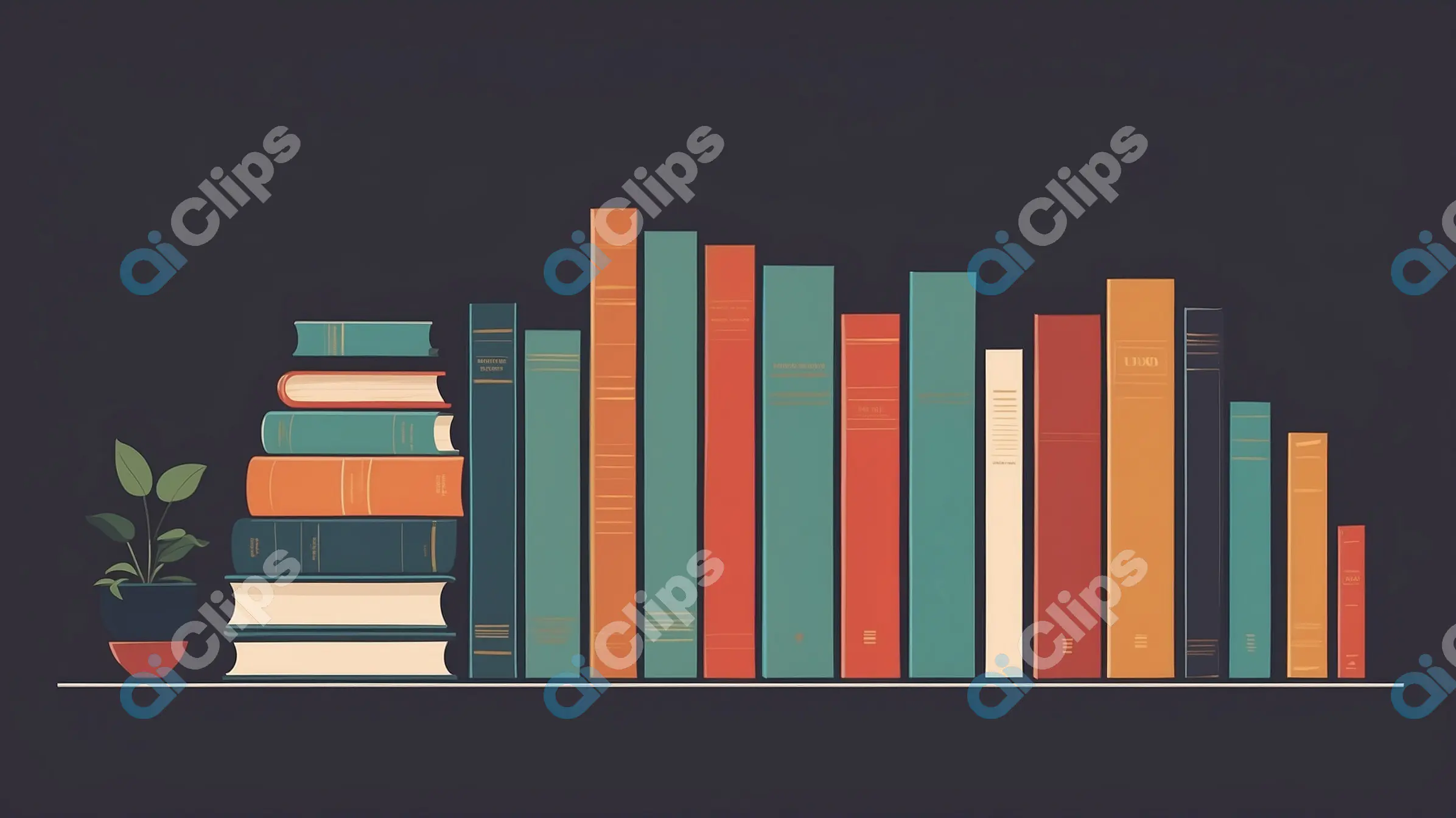 Minimalist Bookshelf Illustration
