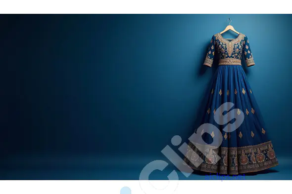 Elegant Blue Anarkali Gown with Intricate Embroidery