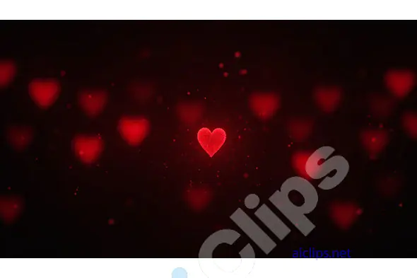 Floating Red Hearts on Dark Background