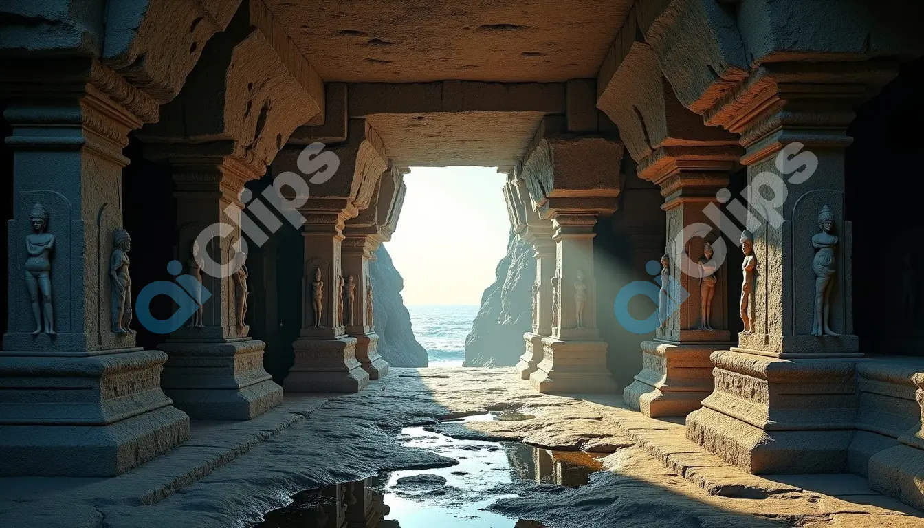 Ancient Cave Temple with Sea View