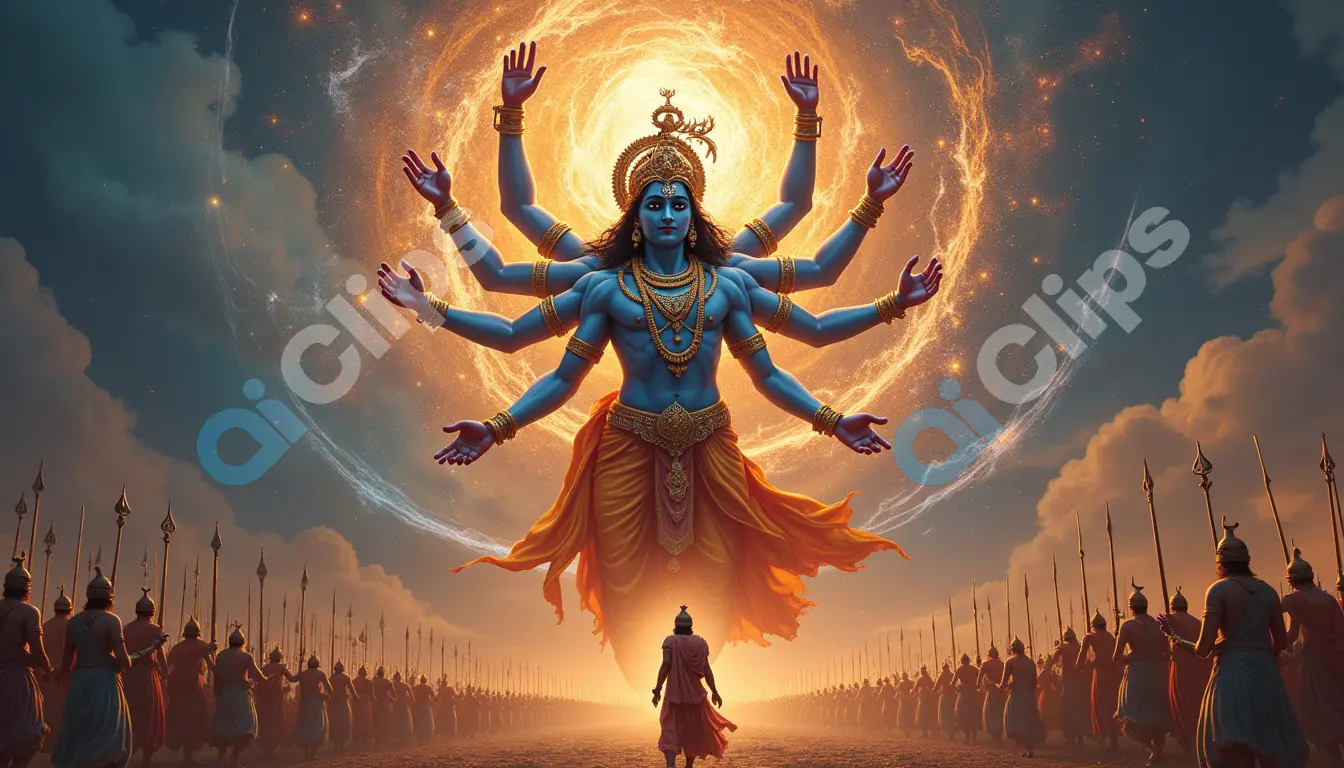 Lord Vishnu in Cosmic Vishwaroopa Form – Divine Revelation