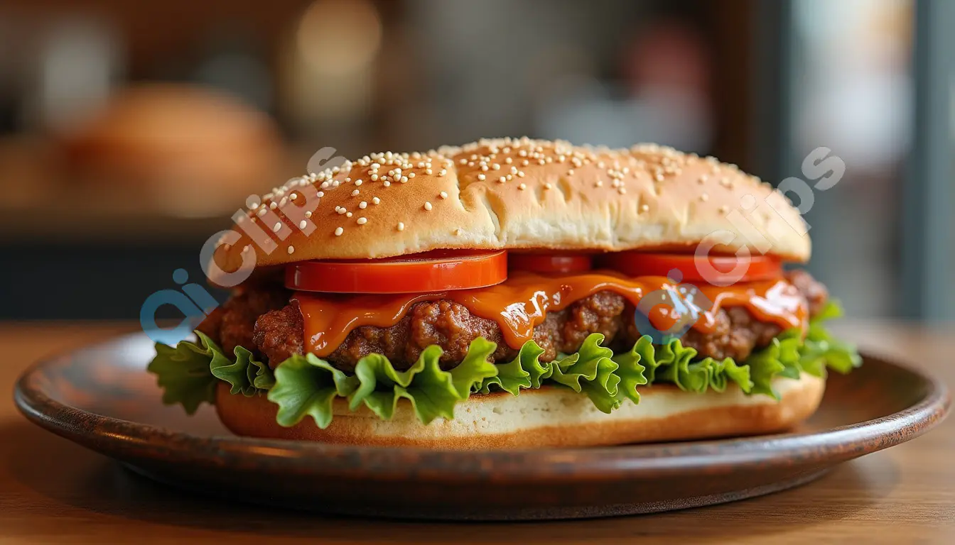 Delicious Crispy Chicken Sandwich with Lettuce and Tomato