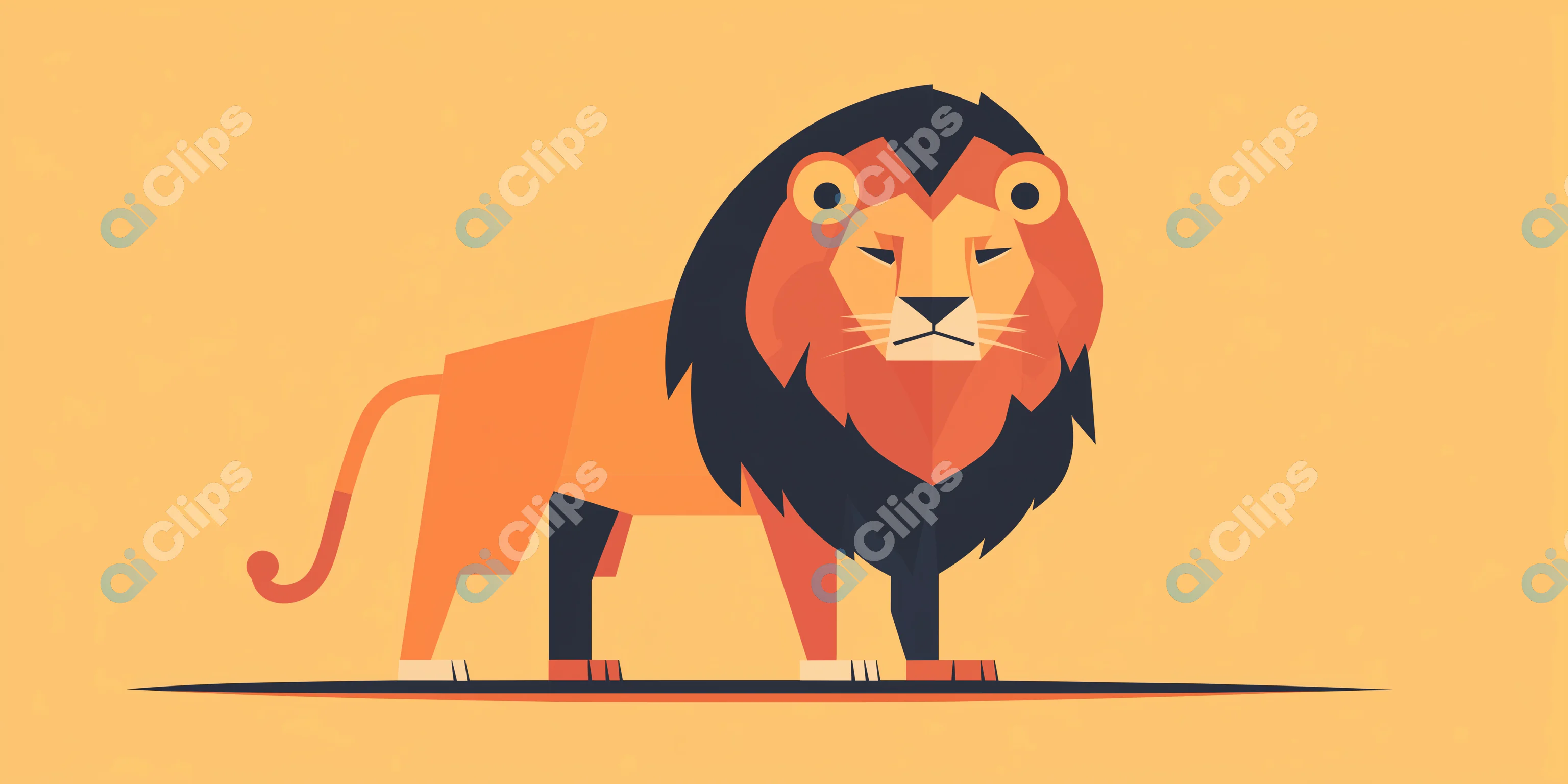 Geometric Full-Body Lion Illustration