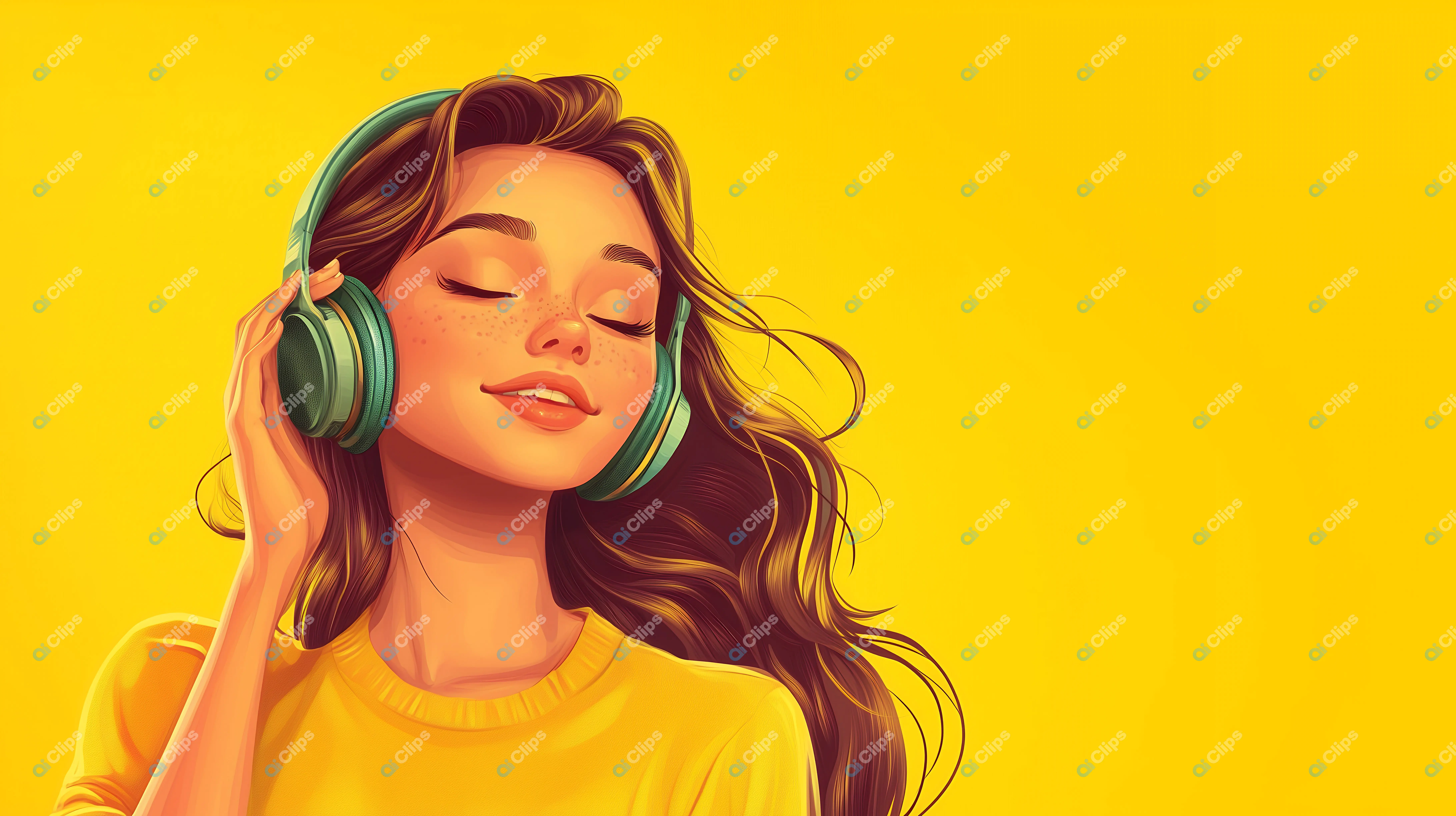 Happy Girl with Headphones