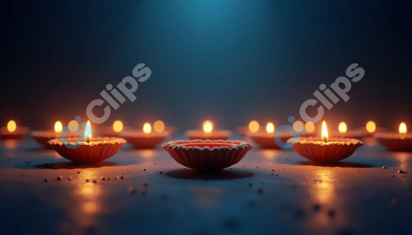 Illuminated Diwali Diyas in a Festive Arrangement