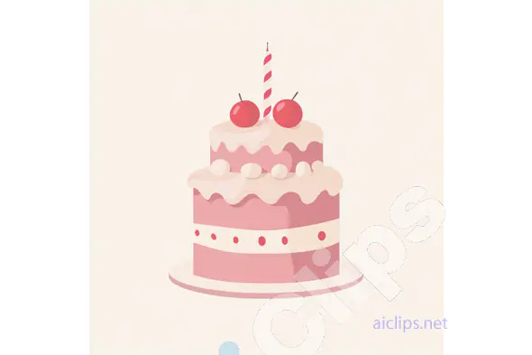 Pink Birthday Cake Illustration