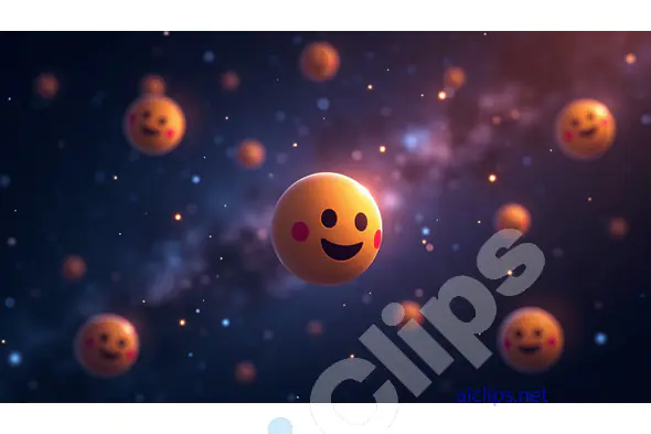 Floating Emojis in Space with Smiling Faces