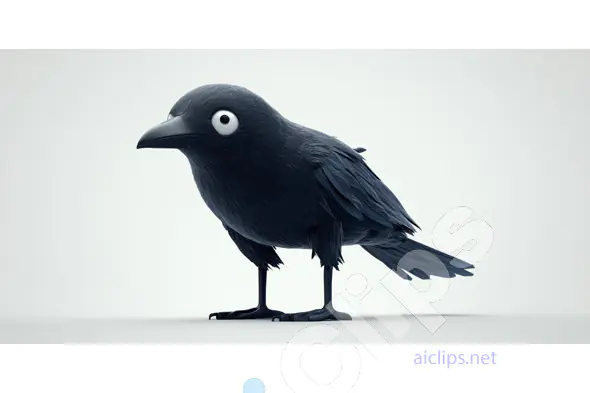 Cute 3D Black Bird Illustration