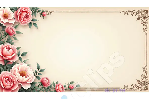 Elegant Floral Frame Background with Pink Roses