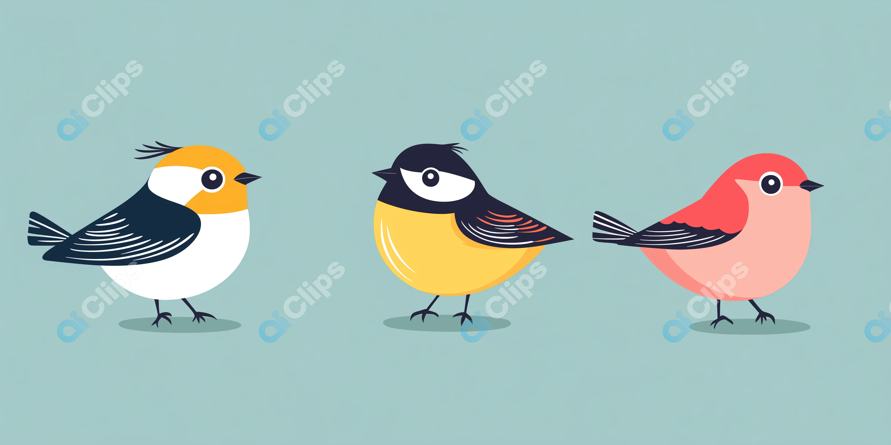 Cute Cartoon Birds Illustration