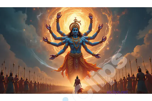 Lord Vishnu in Cosmic Vishwaroopa Form – Divine Revelation