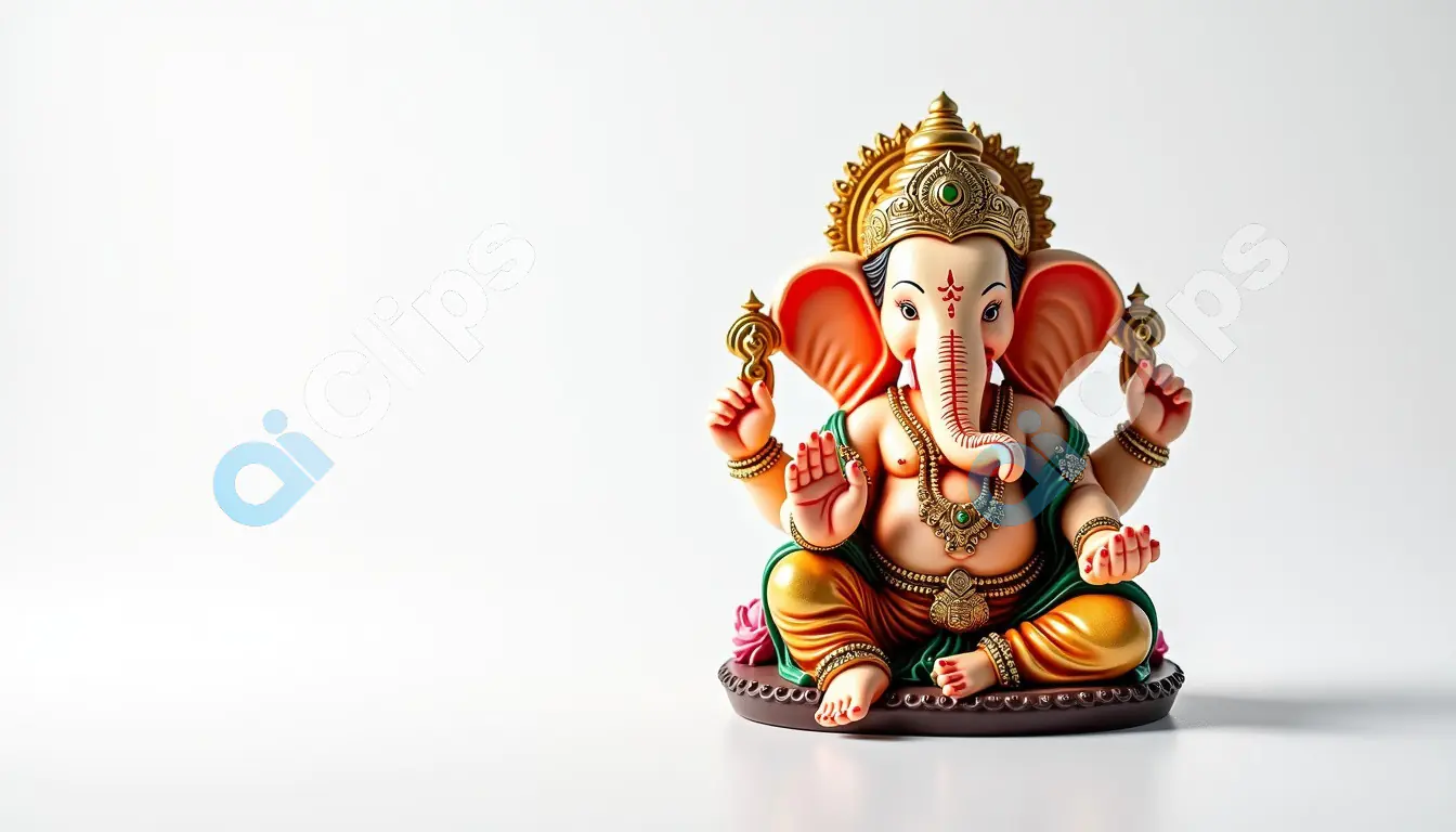 Lord Ganesha Idol on Minimalist Background