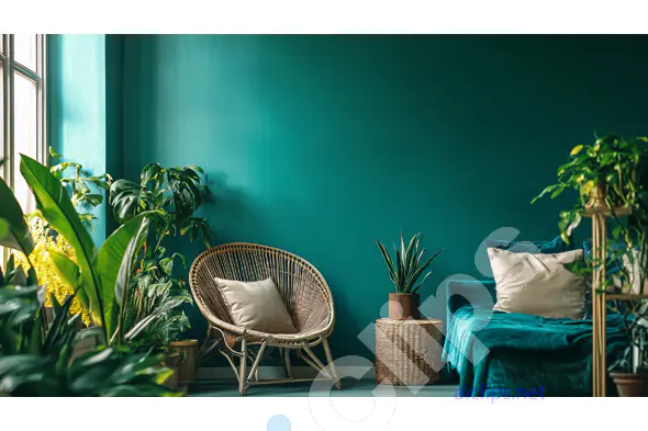 Cozy Green Living Room with Plants