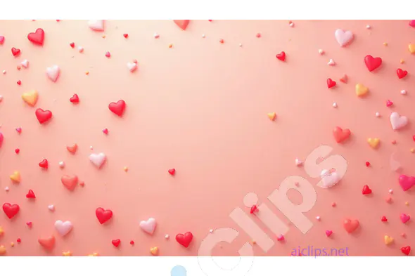 Scattered Colorful Hearts on Peach Background