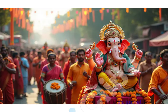 Ganesh Chaturthi Procession with Drummers