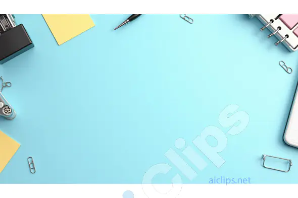 Minimalist Office Desk Layout with Blue Background