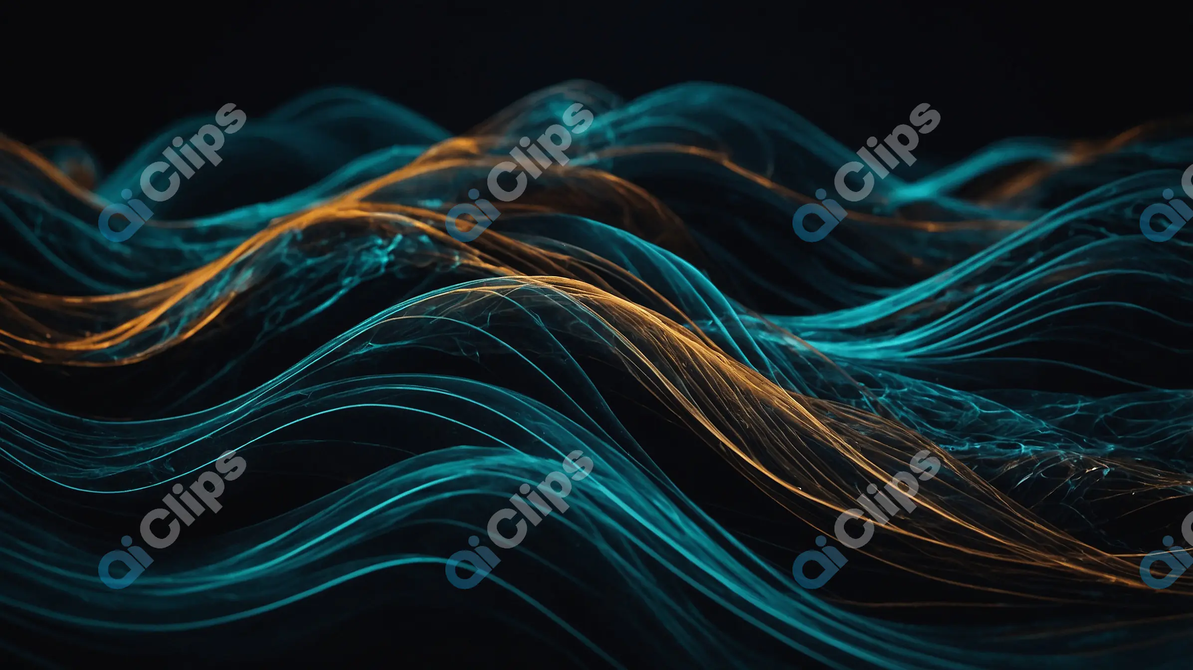 Abstract Flowing Lines with Neon Blue and Orange Hues
