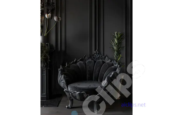 Luxurious Black Floral Chair
