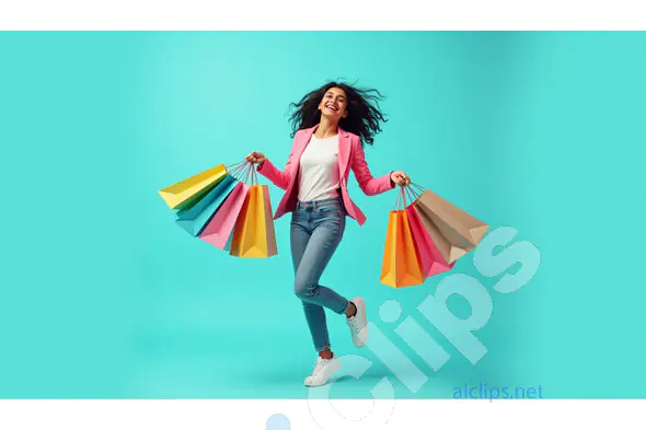Happy Shopper with Colorful Bags